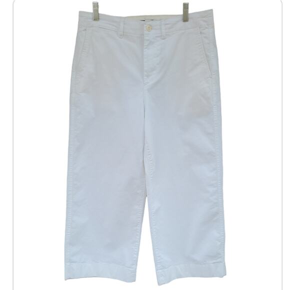 Polo Ralph Lauren Wide Leg Cropped Pants Size 8 White Beachy Coastal Minimalist - Picture 1 of 11